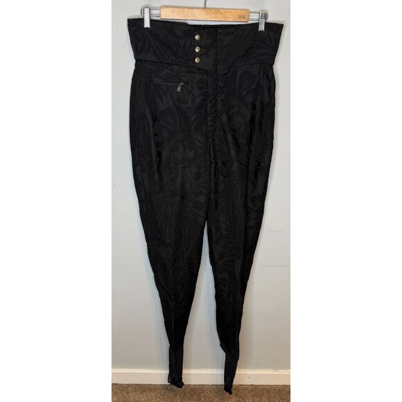 Women’s Bogner Floral Ski Pants Size 14 Regular Black Stirrup Snow